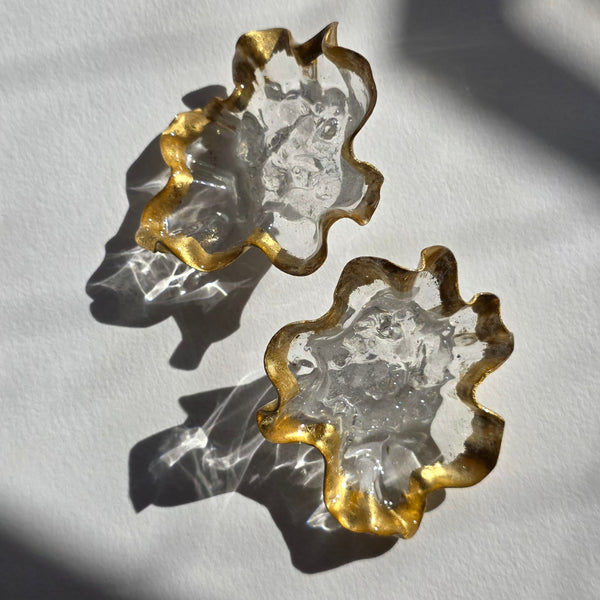Aros Abstracción marina con lamina de oro (grandes)