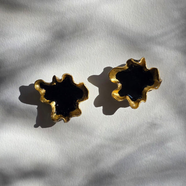 Aros abstracción marina con lamina de oro (tamaño pequeño)