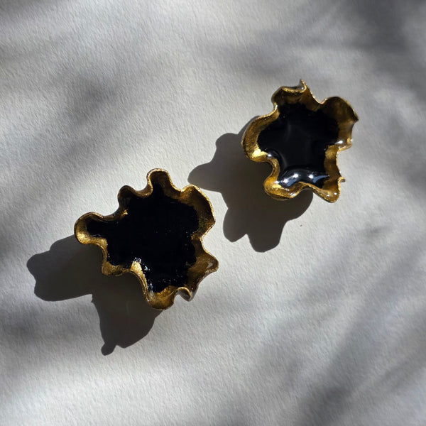 Aros abstracción marina con lamina de oro (tamaño pequeño)