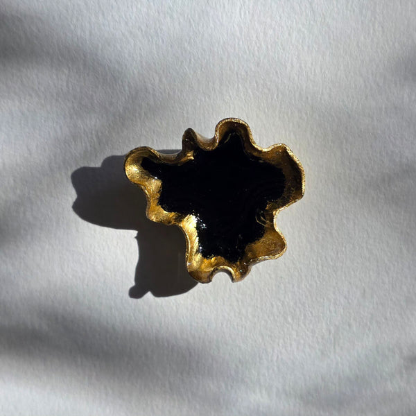 Aros abstracción marina con lamina de oro (tamaño pequeño)