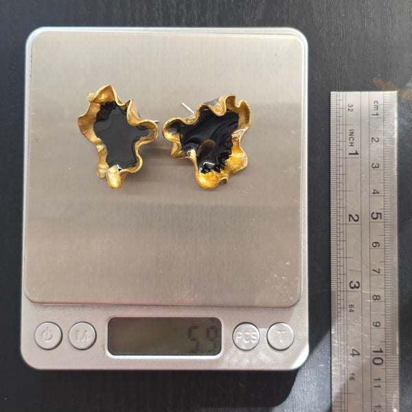 Aros abstracción marina con lamina de oro (tamaño pequeño)