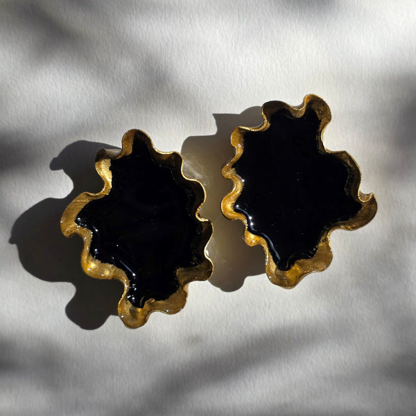 Aros Abstracción Marina con Lamina de oro