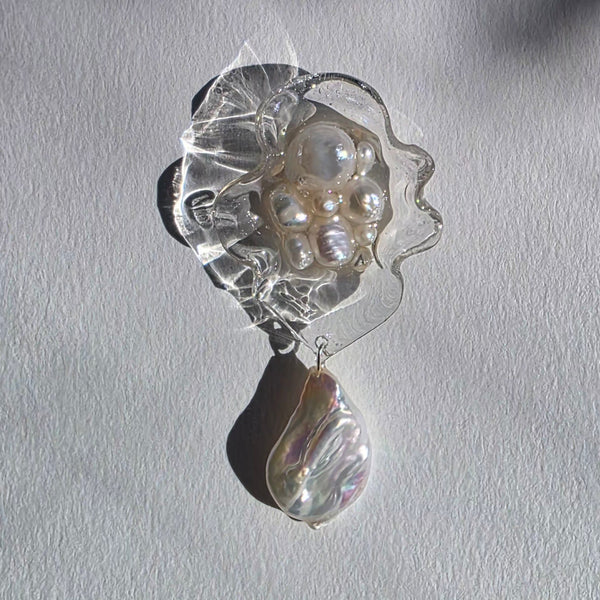 Aros Abstracción marina con perlas barrocas