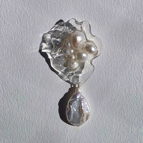 Aros Abstracción marina con perlas barrocas