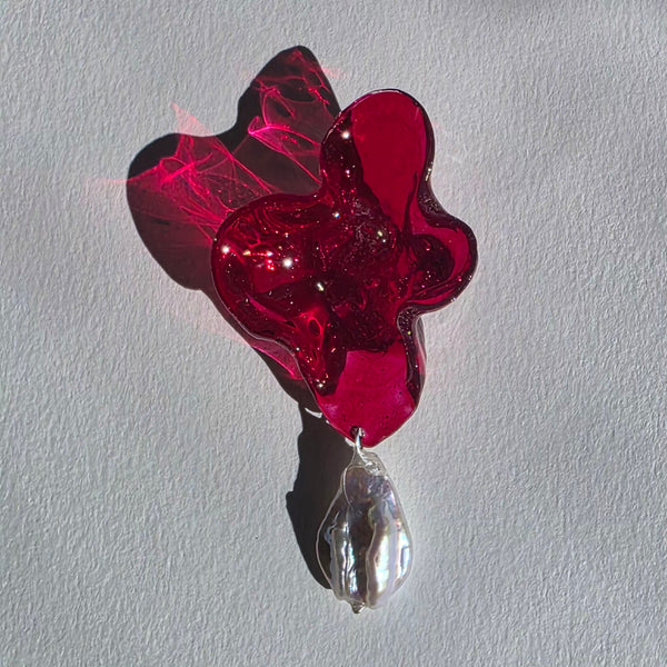 Aros Abstracción marina con perlas barrocas
