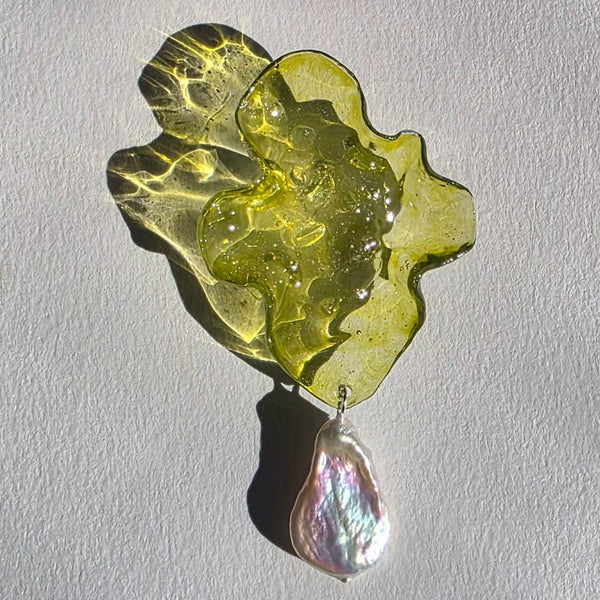 Aros Abstracción marina con.perlas barrocas