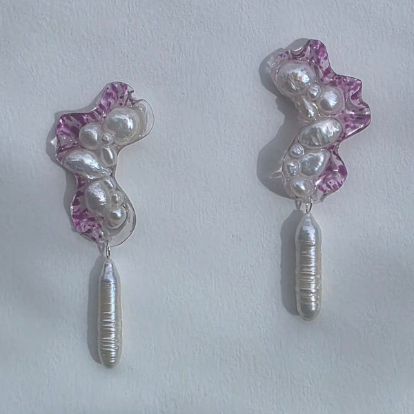 Aros Gesto orgánico con perlas barrocas