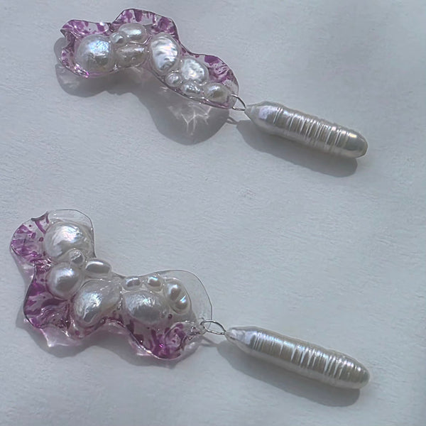 Aros Gesto orgánico con perlas barrocas