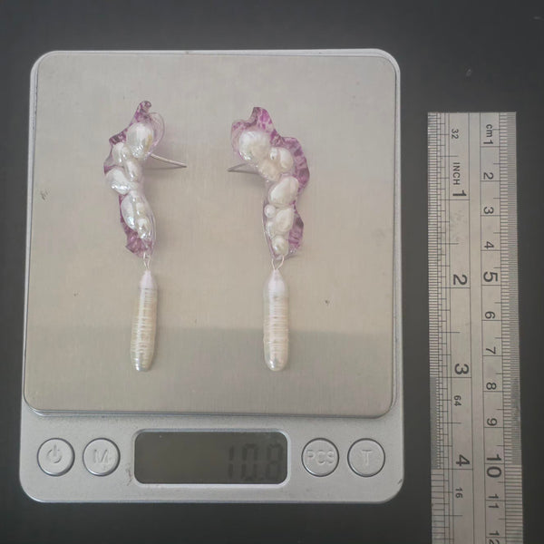 Aros Gesto orgánico con perlas barrocas