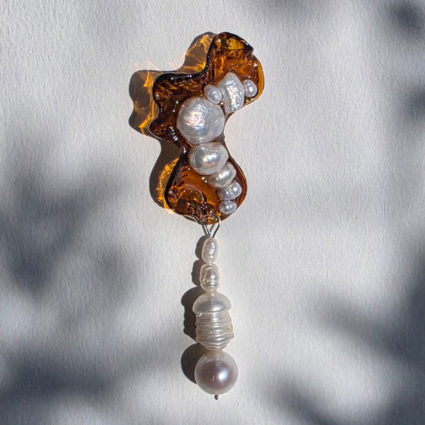 Aros Gesto orgánico con perlas colgantes