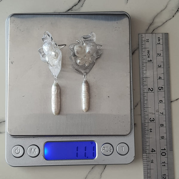 Aros Abstracción marina con perlas barrocas