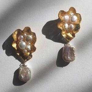 Aros Abstracción Marina con perlas barrocas