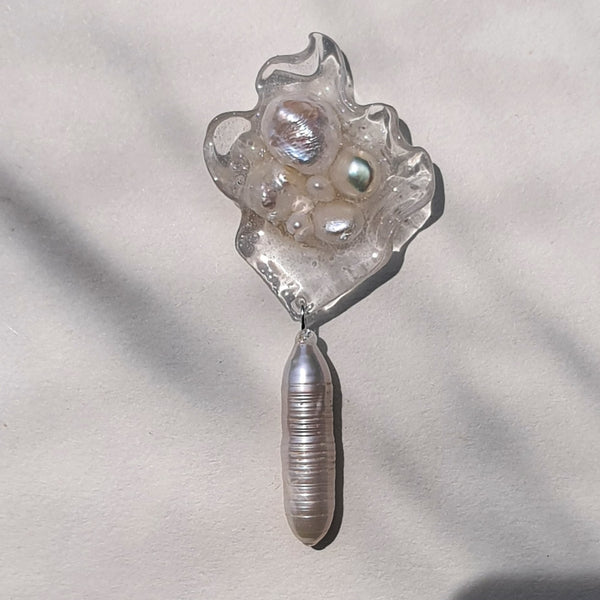 Aros Abstracción marina con perlas barrocas