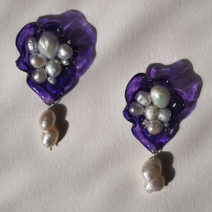 Aros Abstracción marina con perlas barrocas